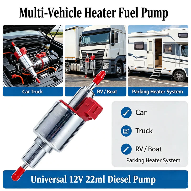 12V 22ML Universal Oil Pump Is Suitable For Parking Heater Fuel Pump, Heater For Webasto Diesel Transfer Pump Car Accessories