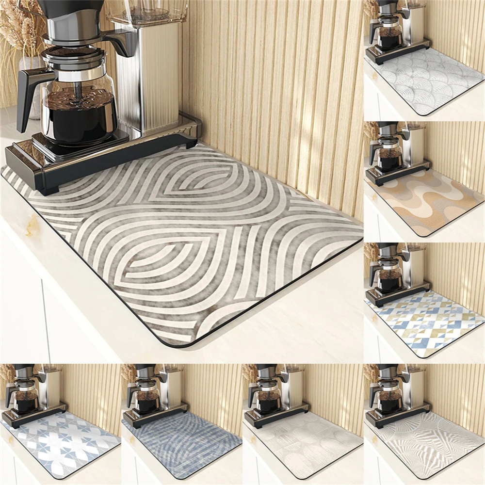 

Geometry Style Silicone Kitchen Mat Diatomaceous Earth Mat Kitchen For Table Lattice Printing Placemat Pad Coffee Corner Coaster