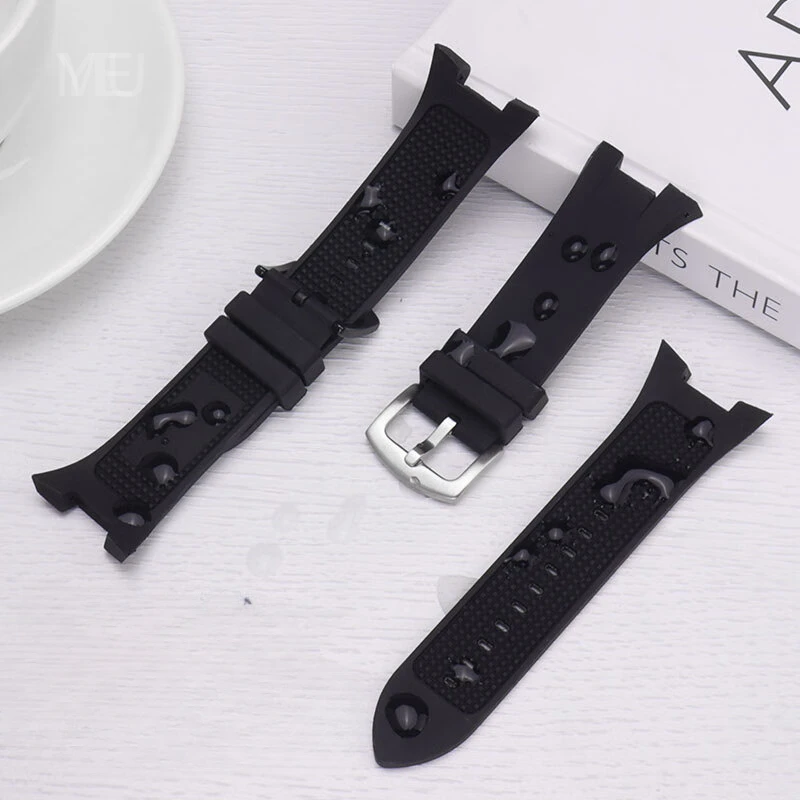 For Armani Silicone Watch Strap with AX1803/1802/1042/1050 Male Concave Watch Accessories 31 * 14 Black Without Buckle 31mm