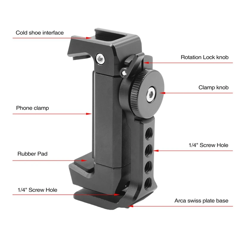 Metal Cell Phone Tripod Mount Smartphone Holder Adapter W Cold Shoe Arca For Iphone 15 14 13 12 11 Max Pro X XR Samsung