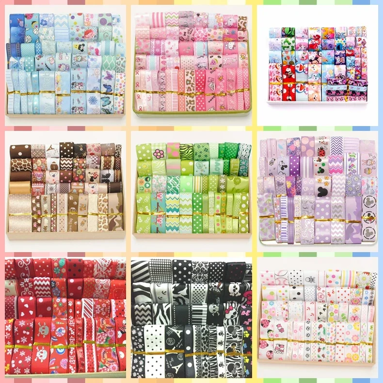 Mixed Ribbon Different Color Series Mixed Style/size Randomly 12y/lot (1y/pc) Hairbow Ribbon