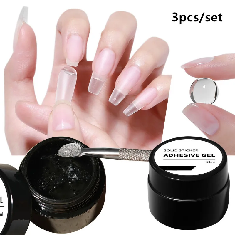 3 pezzi/set punte per unghie solide gel adesivo solido punte per unghie colla adesiva patch colla adesiva gel UV nail art