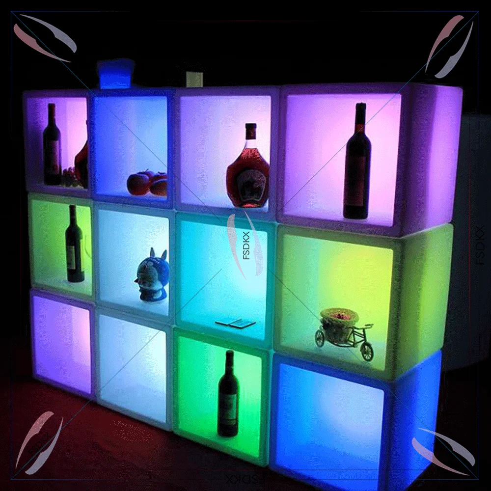 Bar Glowing Wine Cabinet Night Club Flower Pot LED Growing Ice Bucket display Bar Wine Cabinet