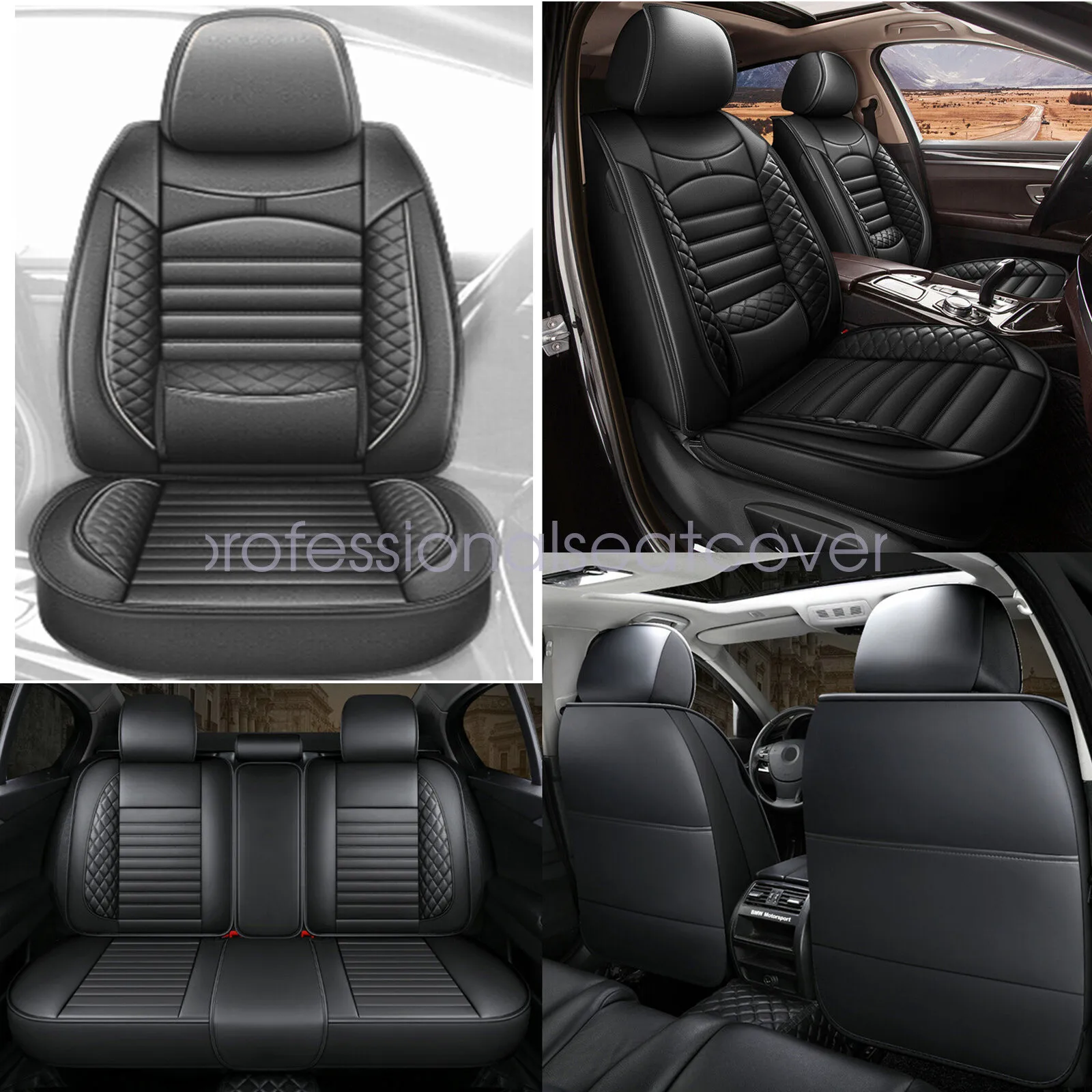 

NEW Car 5-Seat Covers For Honda Front & Rear Full PU Leather Cushion Breathable