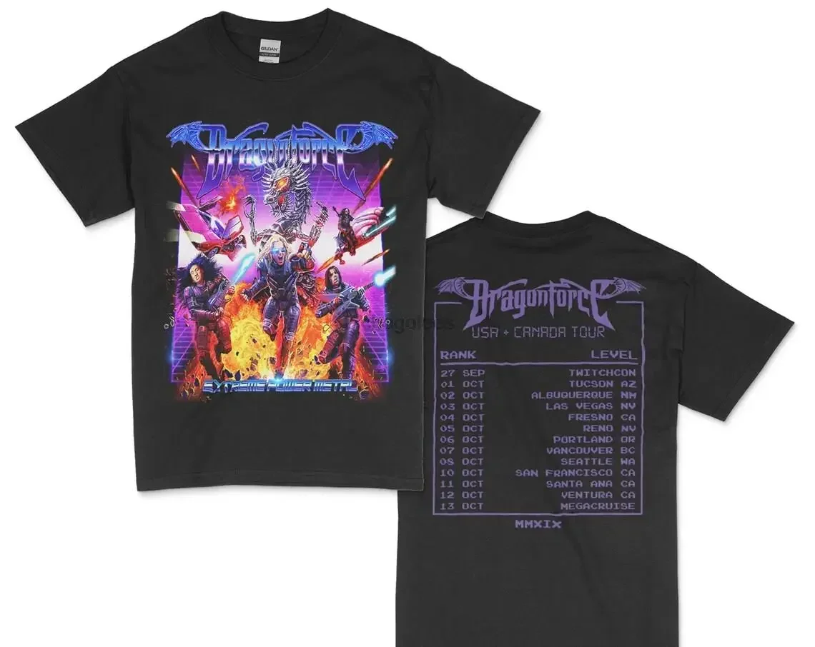 Dragonforce Extreme Power Metal Vintage Style Mens Graphic Metal & Rock Band Tees Family Gift Music Black T-shirt Retro Streetwe