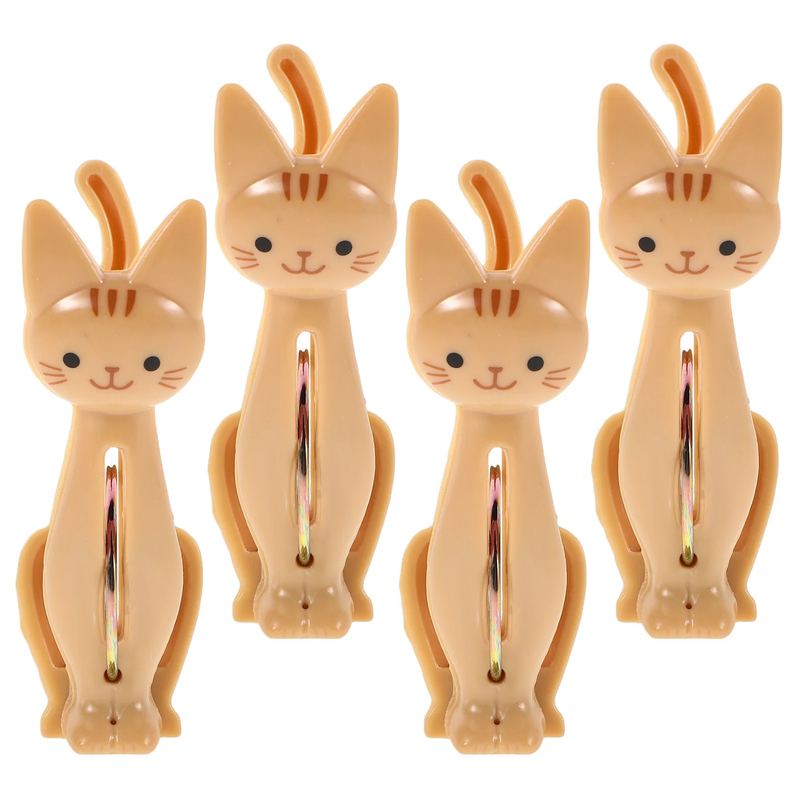 

4Pcs Windproof Clips Cartoon Cat Plastic Clothes Pins Household Sealing Clips Kitchen Office Snack Bag Food Storage Clip