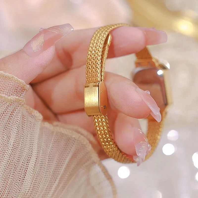 ساعة يد نسائية كلاسيكية مربعة الشكل من حجر الراين مقاومة للماء كوارتز ساعة يد للسيدات ساعات هدايا للملابس النسائية