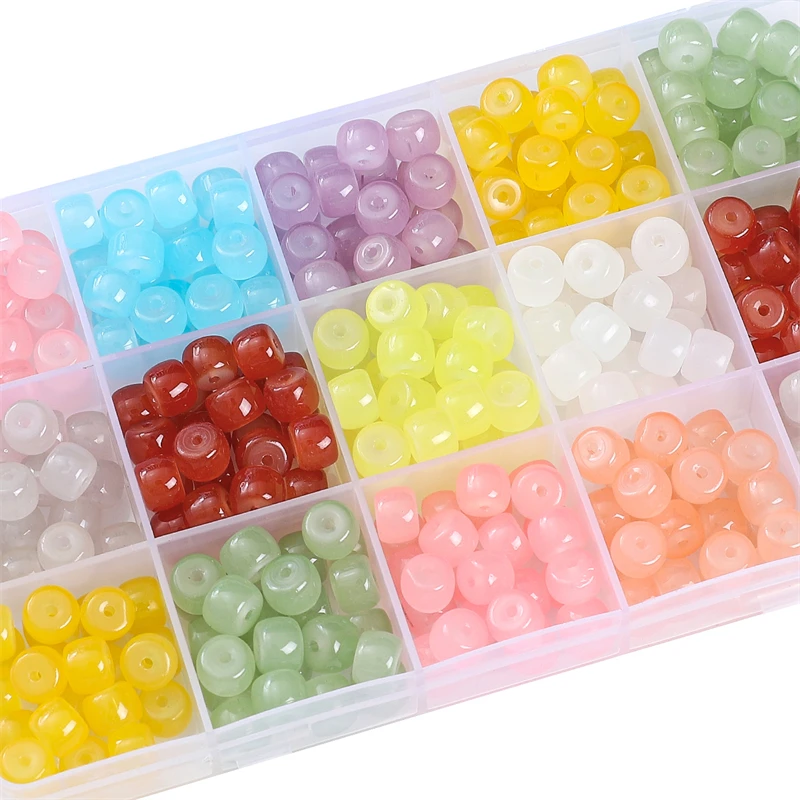 

30pcs 8x6mm Color Glass Barrel Beads Round Loose Spacer Beads For Jewelry Making DIY Crafts Bracelet Accessories