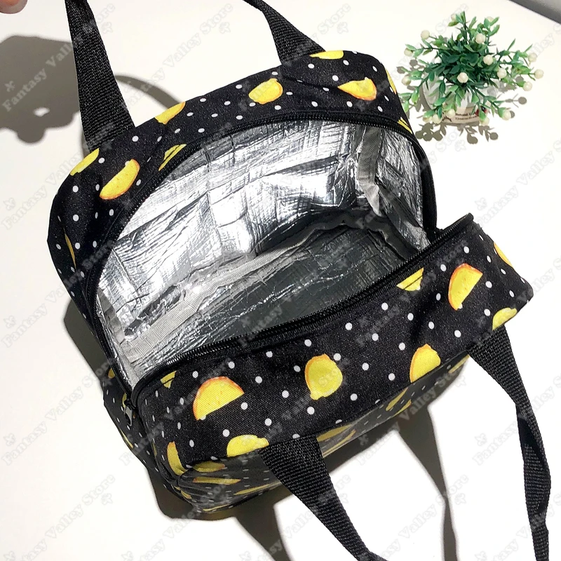Black Women with Crow Print Lunch bag Afro Women Students School Picnic Bag Boys Girls Food Pouch Outdoor Hiking Food Bag