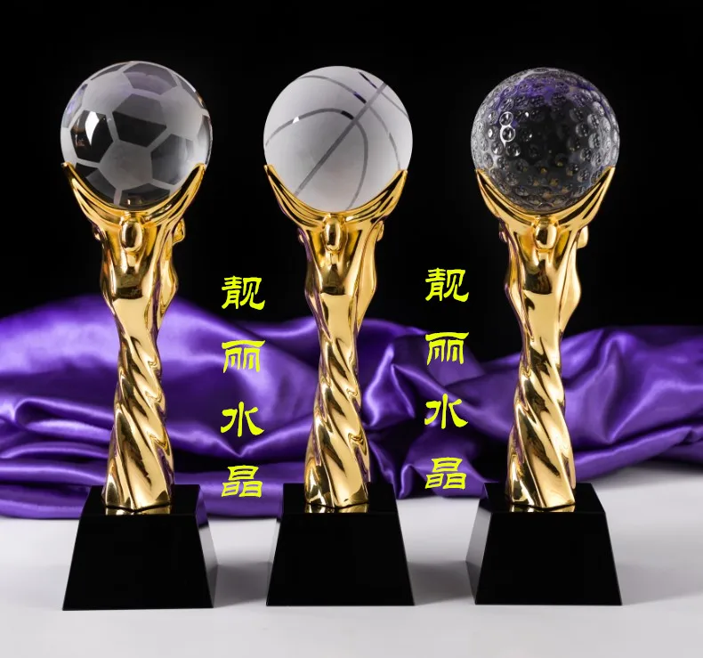 custom-made basketball football tennis ball game match crystal champion trophy CUP--BEST business gifts birthday present