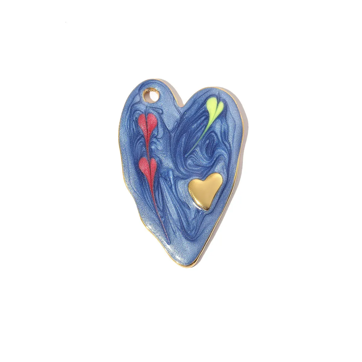 3pcs/Lot Stainless Steel Enamel Love Earring DIY Charm Women Colorful Heart Necklace Pendant Waterdrop Natural Stone Jewelry