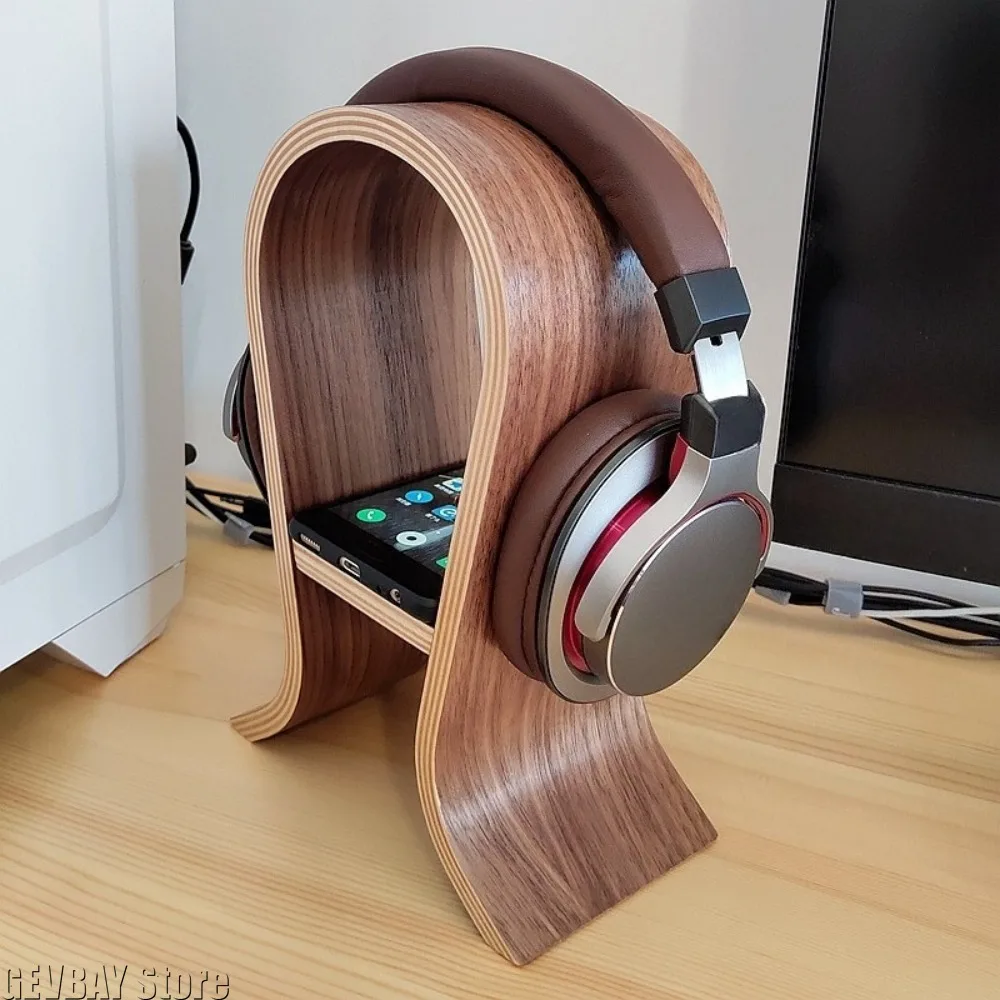 support-de-casque-en-bois-de-noyer-support-de-casque-de-jeu-avec-support-de-telephone-portable-largeur-10cm-12cm-affichage-de-bureau
