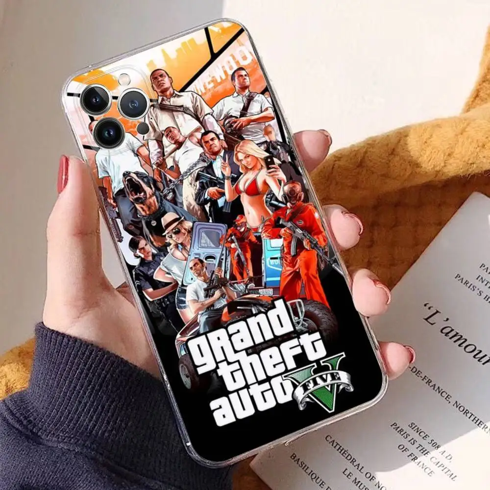 GTA 6 G-Grand Theft A-Auto جراب هاتف سيليكون لينة آيفون 17 16 15 14 13 12 11 برو ماكس بلس X غطاء