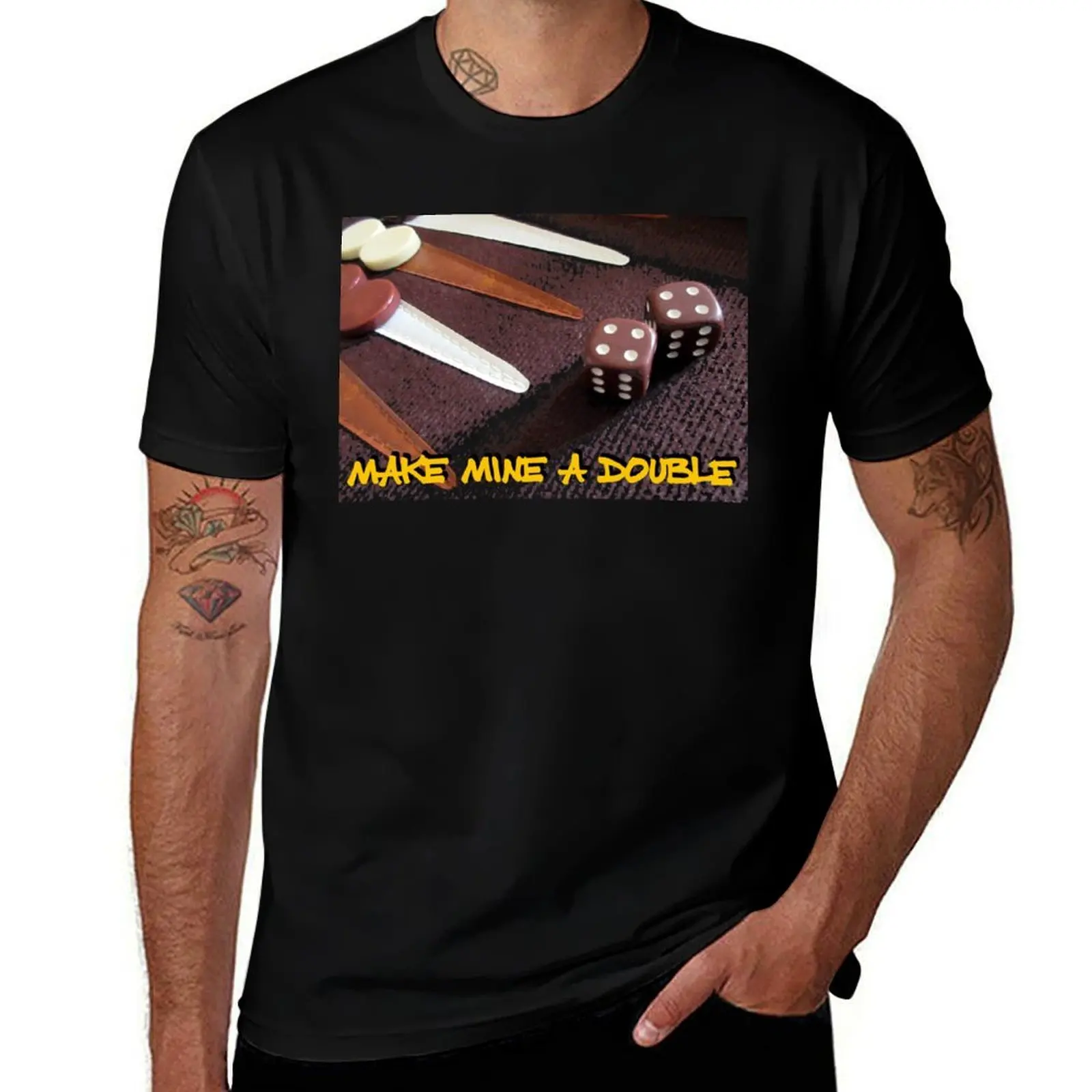 Make mine a double - backgammon T-Shirt Daily Wear Plain Short Sleeve Shirt