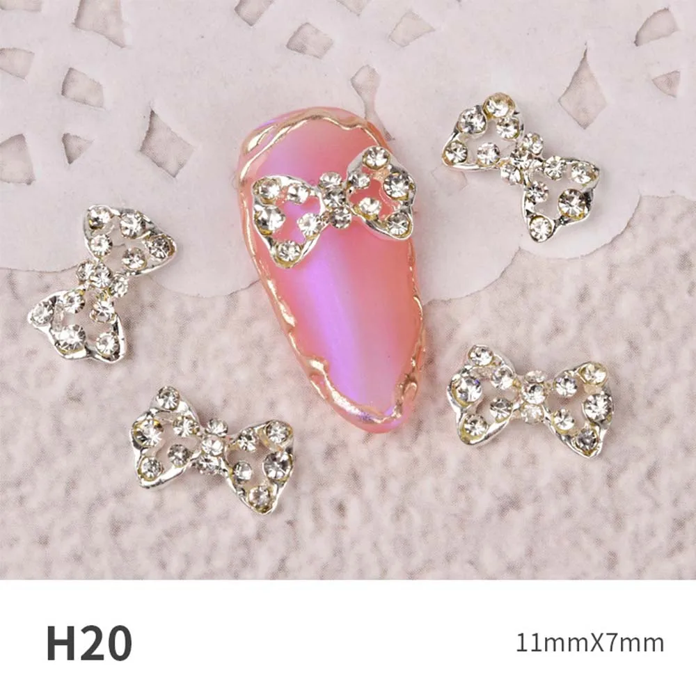 3D 5個入り スーパーフラッシュガラスストーン ダイヤモンド ボウノット DIY ネイルアートデコレーション ネイルジュエリー クリスタルボウ ネイルラインストーン