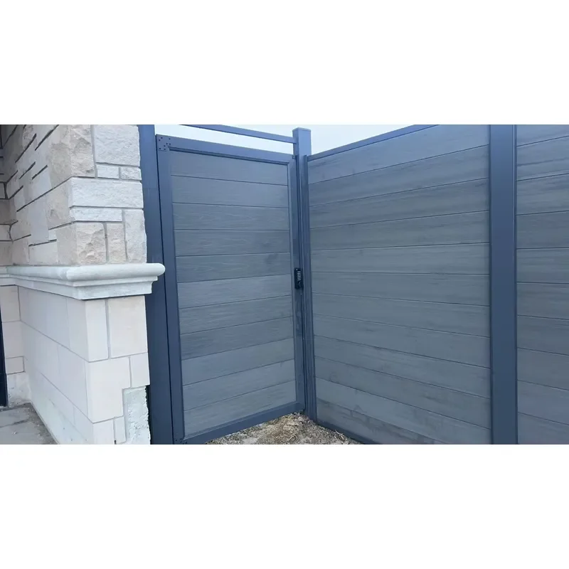 Eco-friendly 6 Feet High Residential WPC Wood Aluminum Frame Privacy Screen Fence Panels for Exterior Courtyard Veranda