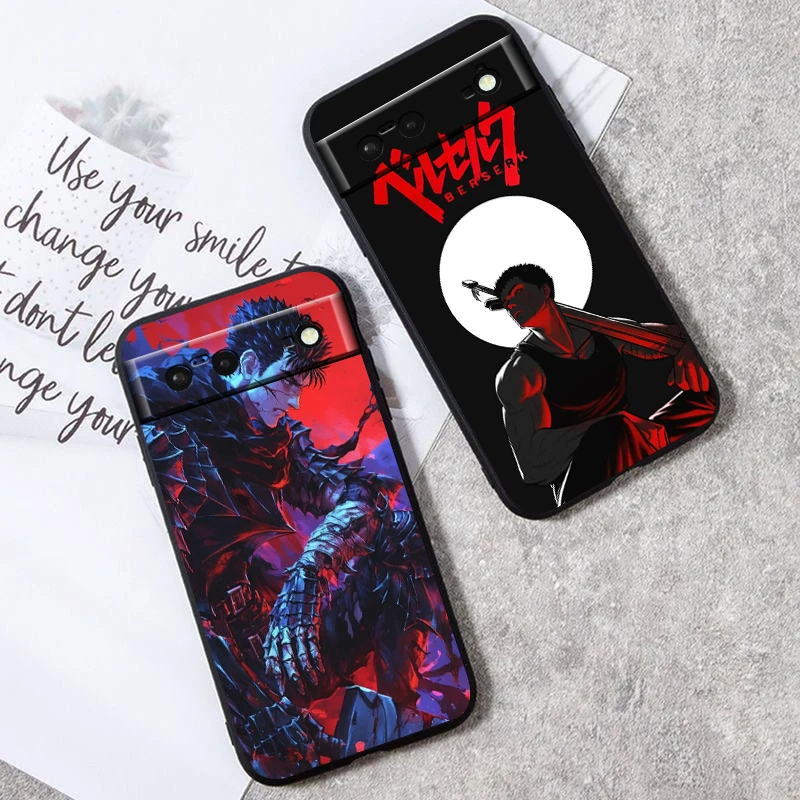 Anime B-Berserk Passion For Google Pixel 9 8 7A 7 6A 6 5A 5 4 4A XL 5G Black Silicon Shockproof Shell Back Phone Case