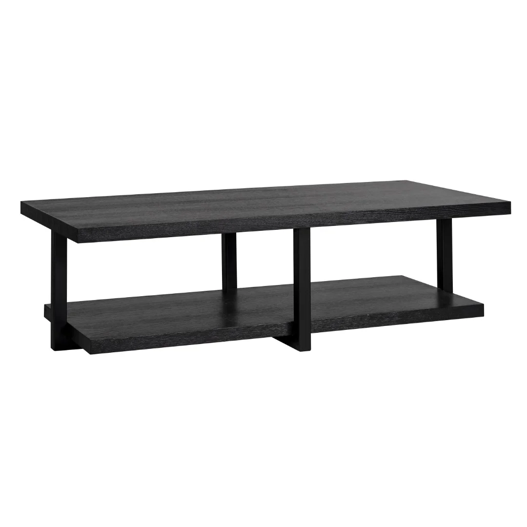 # Elegant Furniture Brush Black Solid Wood Rectangle Coffee Table for Living Room