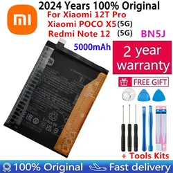 100% Original High Quality BN5J 5000mAh Phone Battery For Xiaomi Redmi Note 12 5G / 12T Pro / POCO X5 5G Replacement Batteries