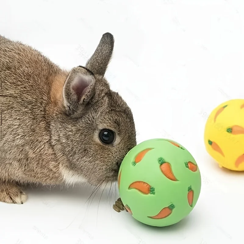 Rabbit Treat Ball Pet Slow Feeder Interactive Bunny Toy Snack Toy Ball Bite Resistant Feeding Toys Ferret Kitty Guinea Pig Cat