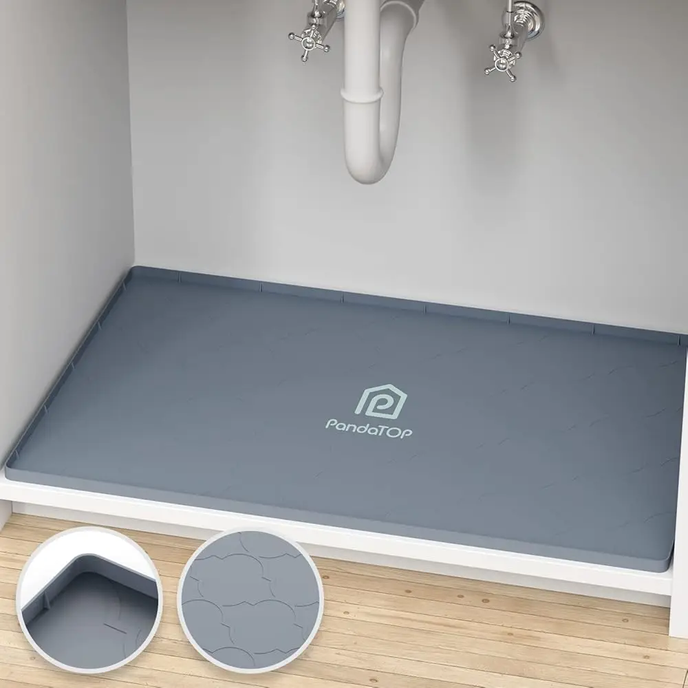 

Under Sink Mat, 34"" X 22"" Silicone Kitchen Cabinet Tray, Waterproof & Flexible Under Sink Liner For Kitchen Bathroom And