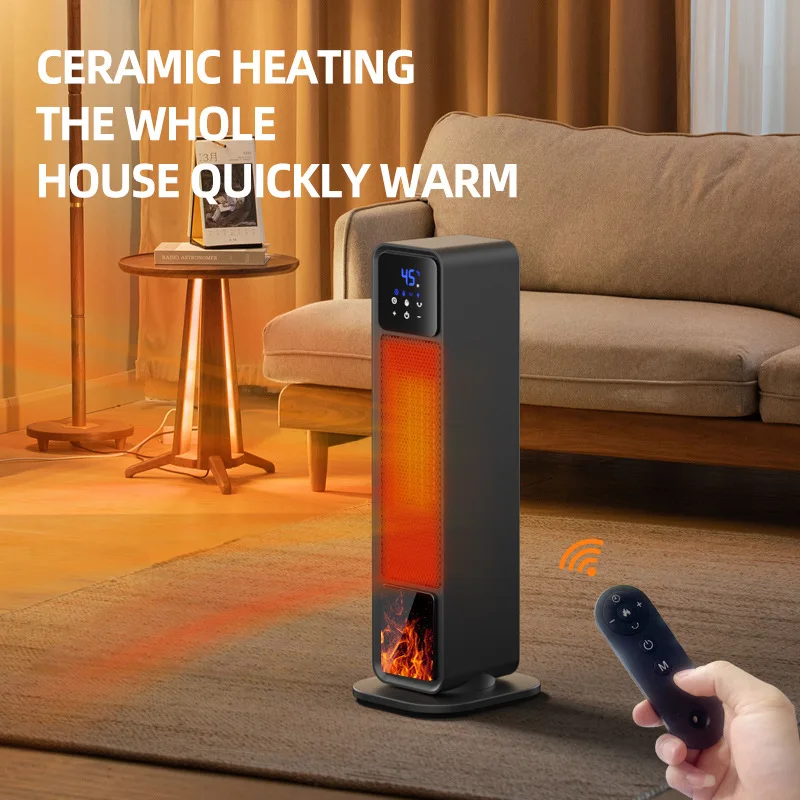 Home Use Vertical Electric Heater Quick-Heating Fan Heater Little Sun Flame Oscillating Heater