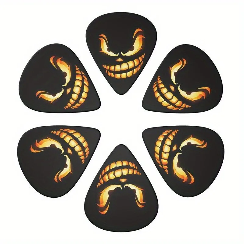 New Guitar Pick Set 6-Piece Set-  Double-sided Colorful Printed Plectrums for Electric/Bass, Durable Guitar Accessories Gift Set