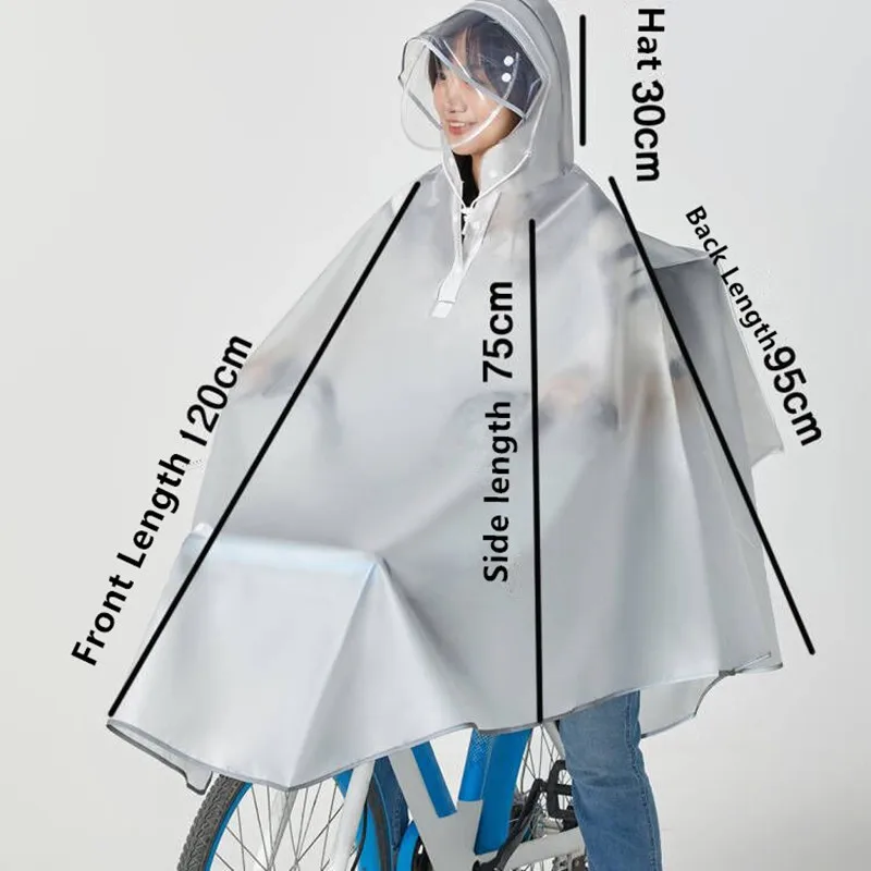 Women Men Waterproof Bicycle Rain Poncho Lightweight Reusable Hooded Rain Capes Reflective Stripe for Bike Motorcycle Rainwear