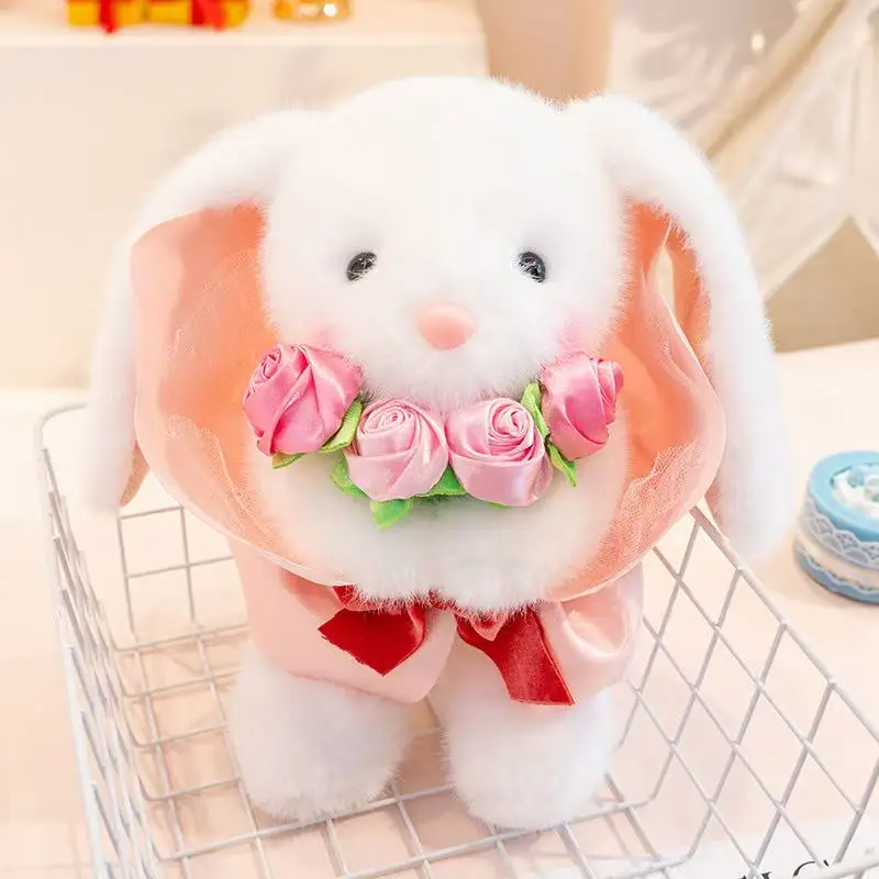 

27 centimeter new Valentine's Day flower hugging series stuffed plush toy cartoon anime cute children's birthday gift fun doll