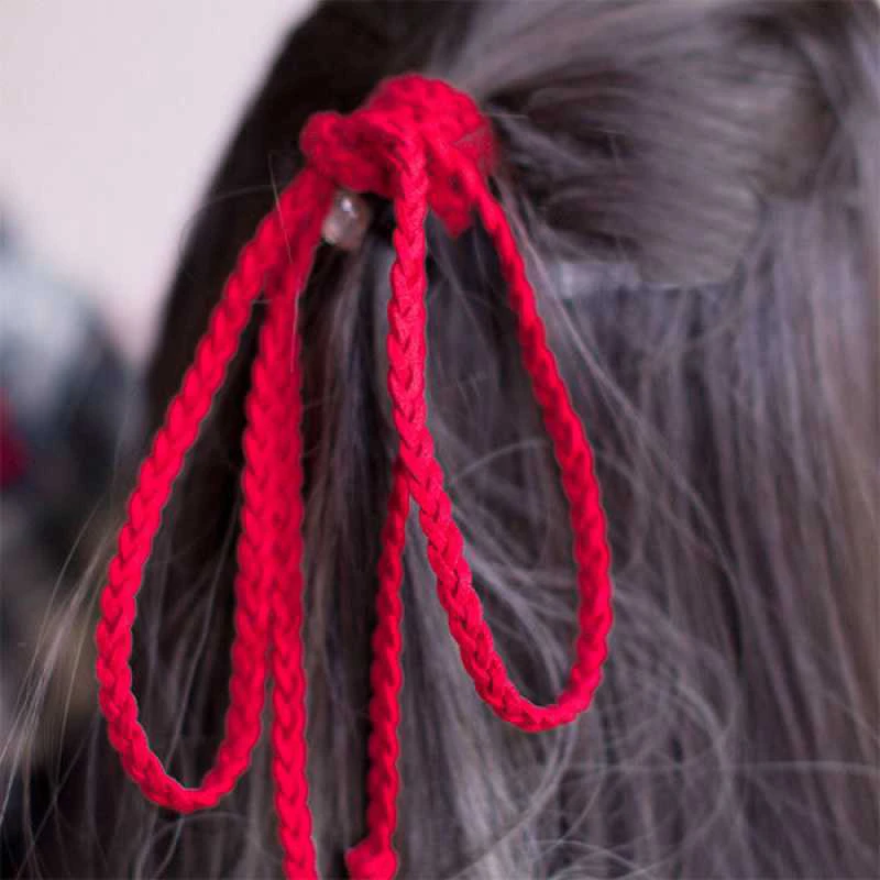 2021 New Chinese Style Women's Tassel Hairbands Retro Hanfu Red Hair Rope Braided Bow Girl Headband Hair Accessories Headdress