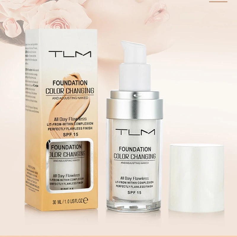 30ML スキンブライトニングコンシーラーオイルコントロールリキッドファンデーションは、ナチュラルクリアでポータブルで長持ちするメイクアップ製品です