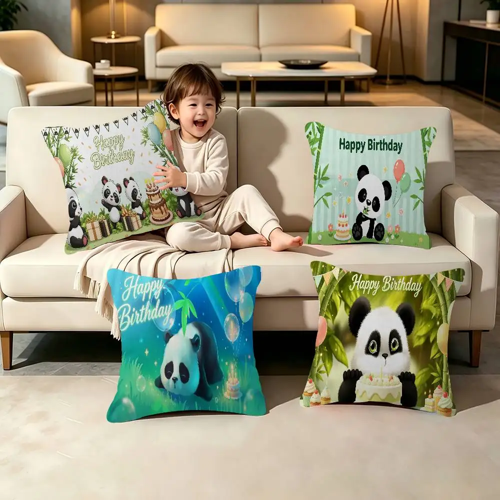 Cute Cartoon Panda Bamboo Flower Theme Pillow Cushion Cover Pillowcase Living Room Sofa Home decorative pillowcase