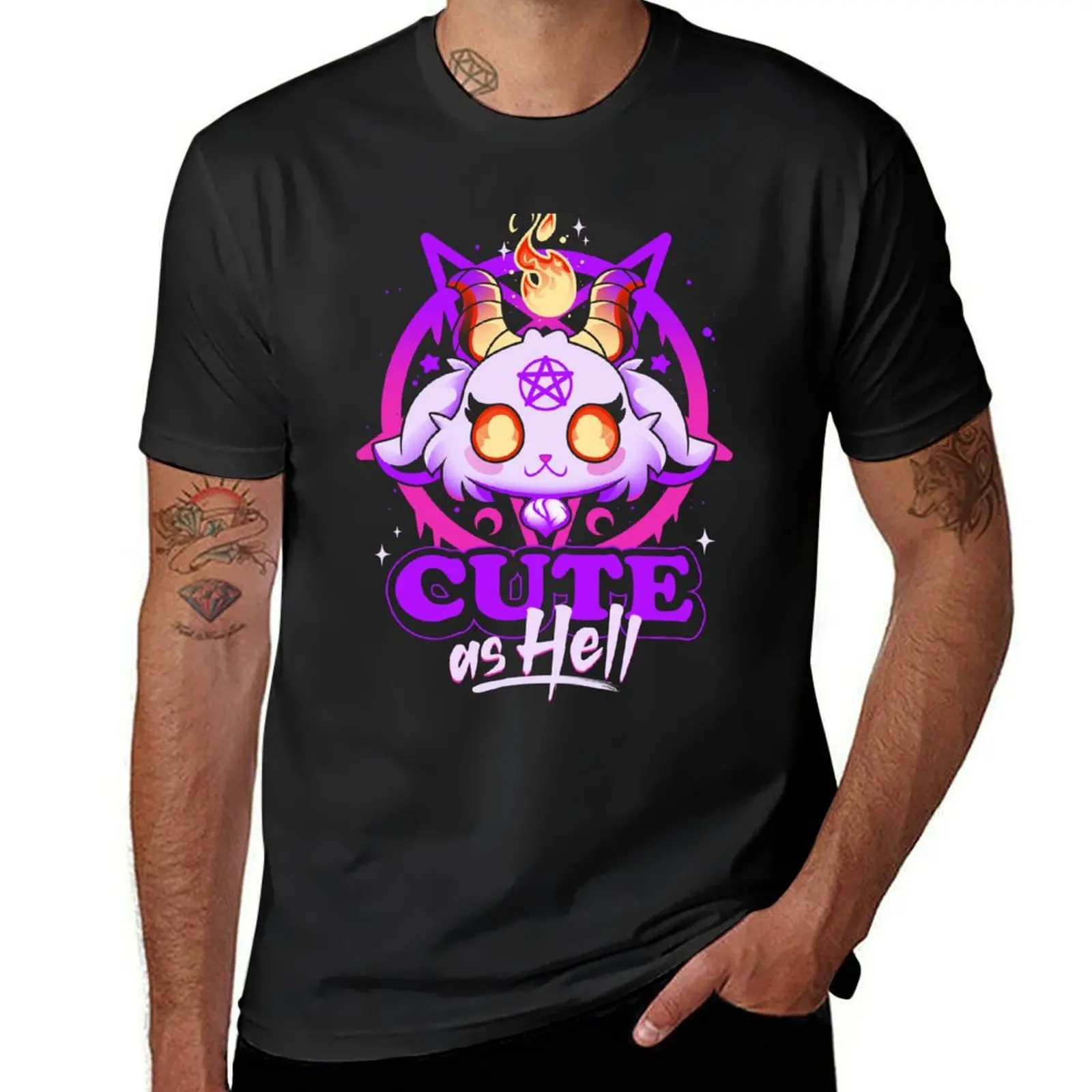 

Cute as Hell - Pink Evil Demon Goat T-Shirt Luxury man graphic tee shirt football t shirt plain t shirts men