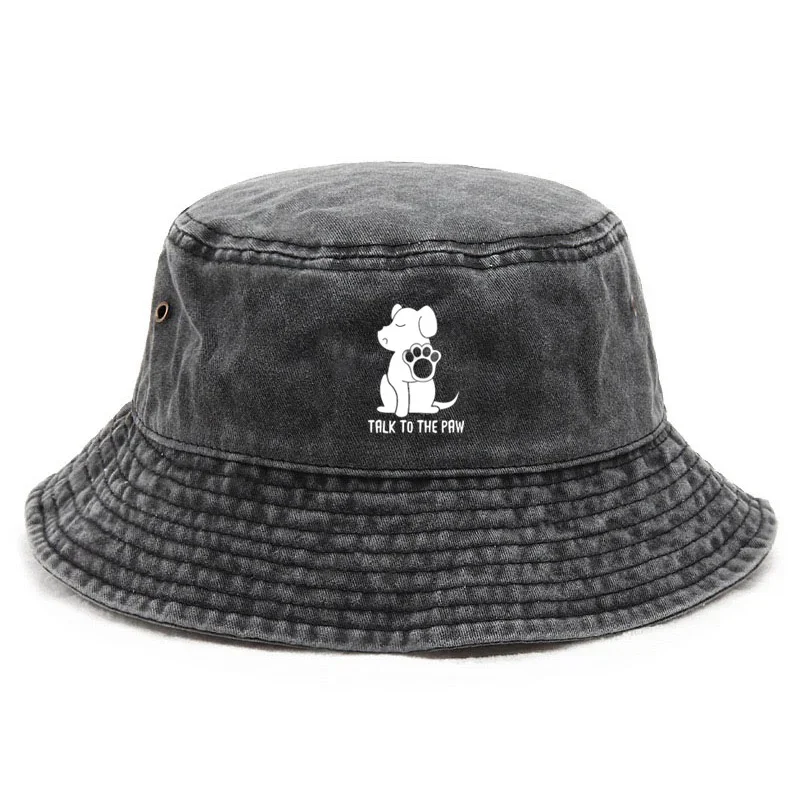 Bucket Hat Vintage Fishing Hat for Dog Owners Sun Protection Customize Cotton Washed Outdoor Pet Adoption Cap Fashion Streetwear