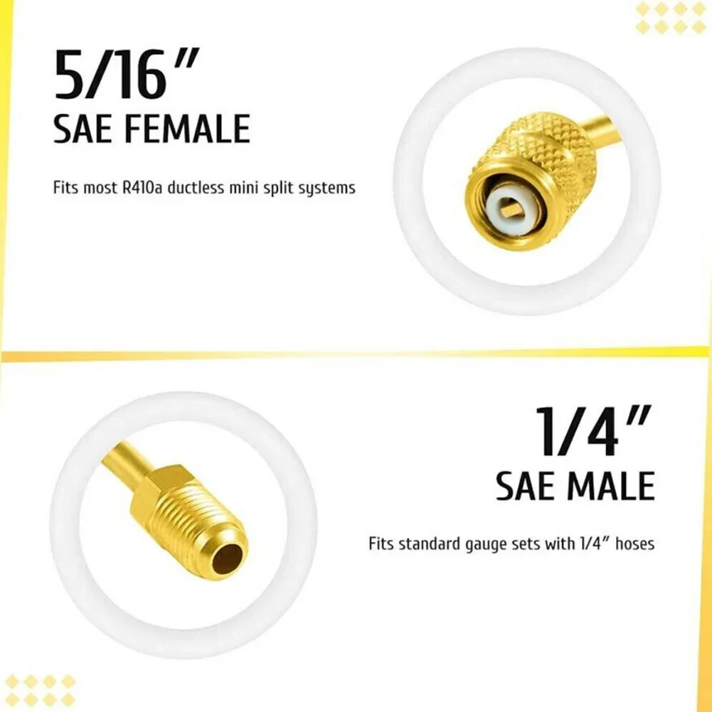 4PCS 45 Degree R410A Adapter 5/16 Inch Female Couplers To 1/4 Inch Male Flare Brass Adapter For R410a Instrument Hose