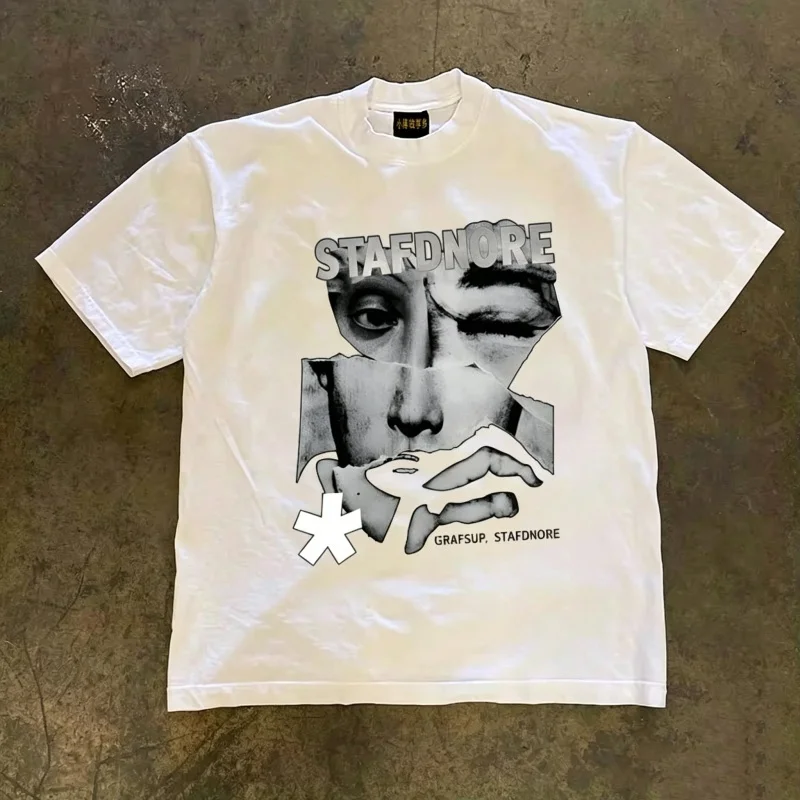 Pure Cotton Double Thread Loose Fit Short Sleeve T-Shirt American Retro Style for Men And Women Breathable Summer Tee