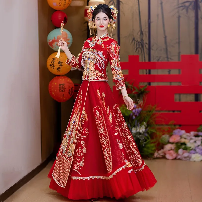 

Новое свадебное платье в китайском стиле с драконом и фениксом