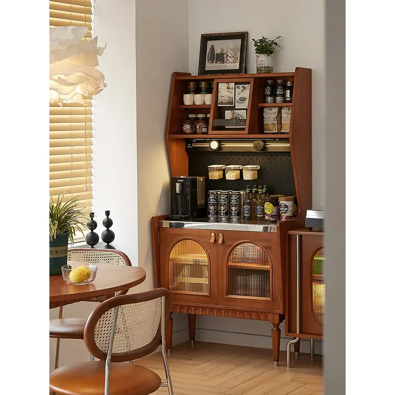 Nordic Solid Wood Dining Side Cabinet Living Room Wall Mounted Multi Functional Storage Locker Retro Style Household