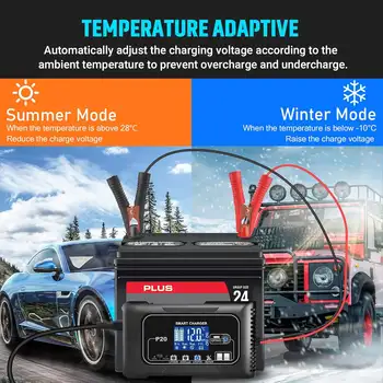 20安培智慧電池充電器,12V/20A 和 24V/10A。適用於鋰電池、磷酸鋰電池、鉛酸電池(AGM/膠體/SLA 等)的汽車電池充電器、涓流充電器等。 6 最佳銷售 磷酸鋰電池充電器 - №1