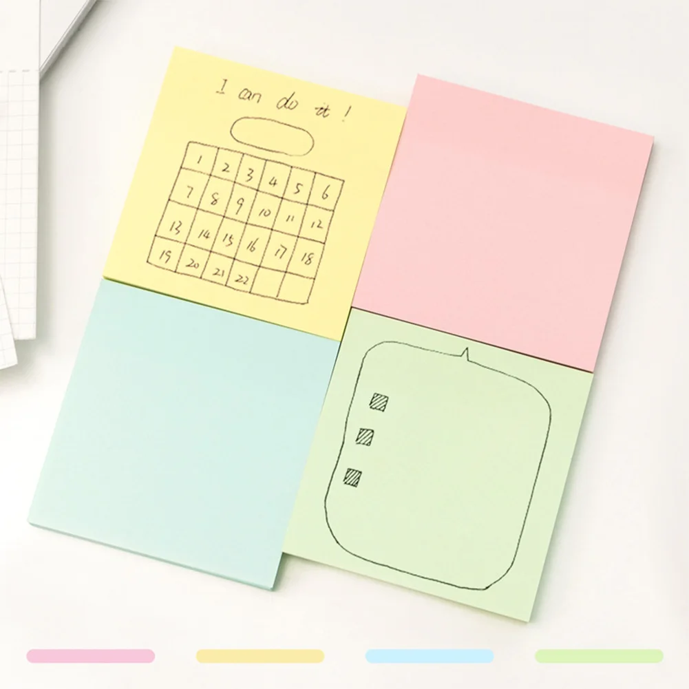 Sticky Notes Self-Stick Pads 100 แผ่น Square Memo Pads Tearable Bright สี Sticky Pads เขียนได้อุปกรณ์เสริม