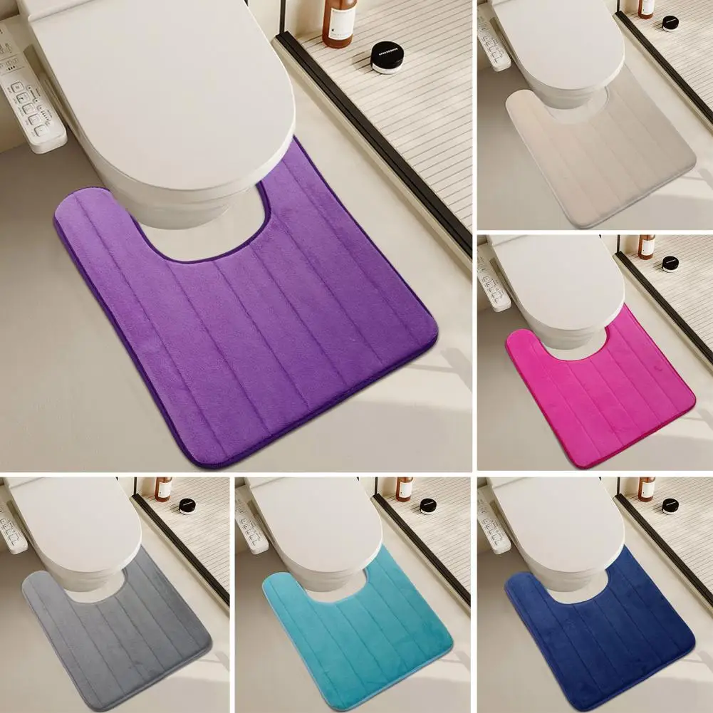 U-shaped Bathroom Floor Mat Toilet Rug Water Absorption Non-slip Bathroom Mat with Fast Drying Technology Bathroom Toilet Mat