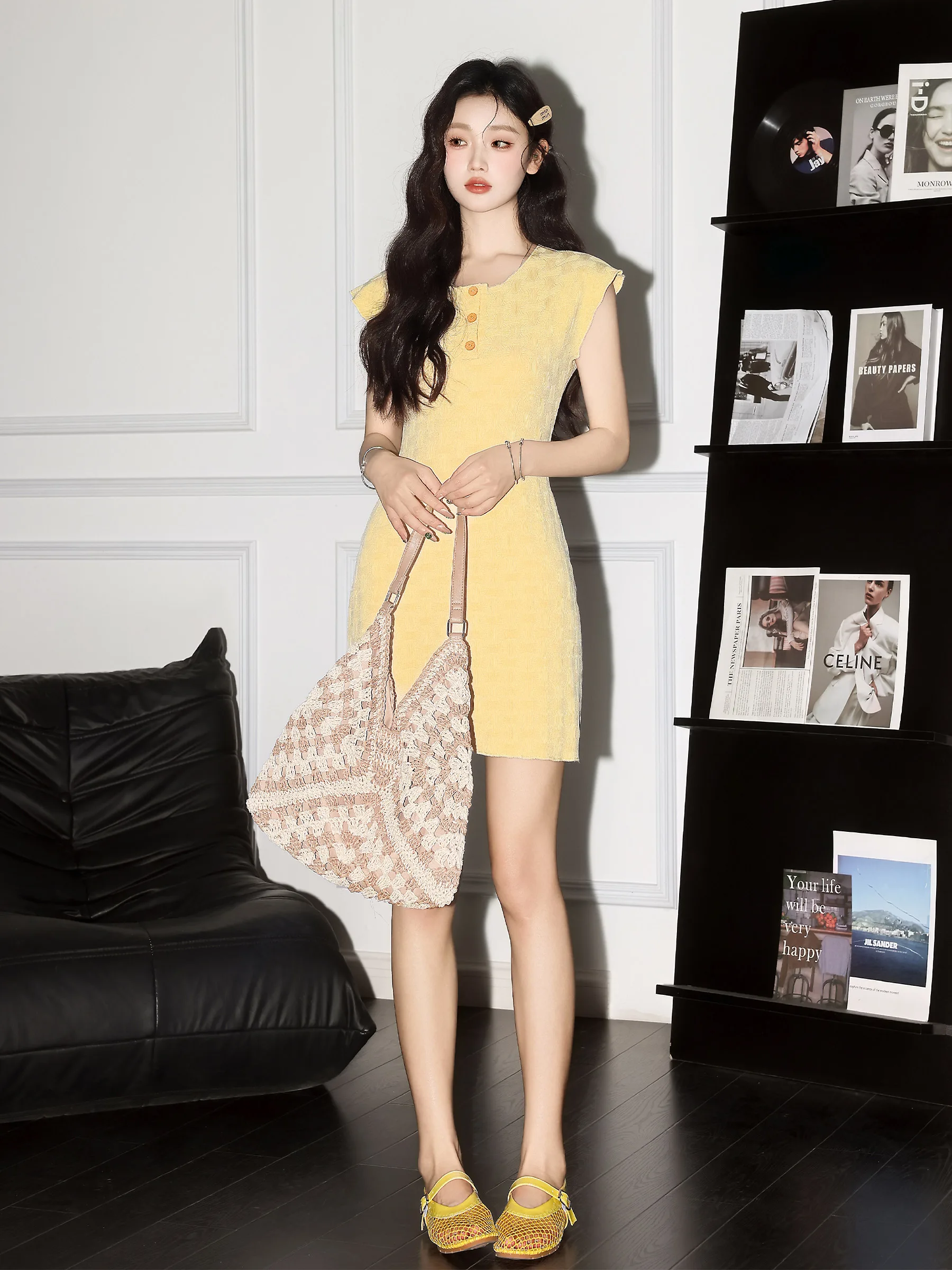 La Chapelle Yellow Svel Dr Women's Faion Slim Fit صيف جديد وصول Dr Ele Sensation Small ence #2