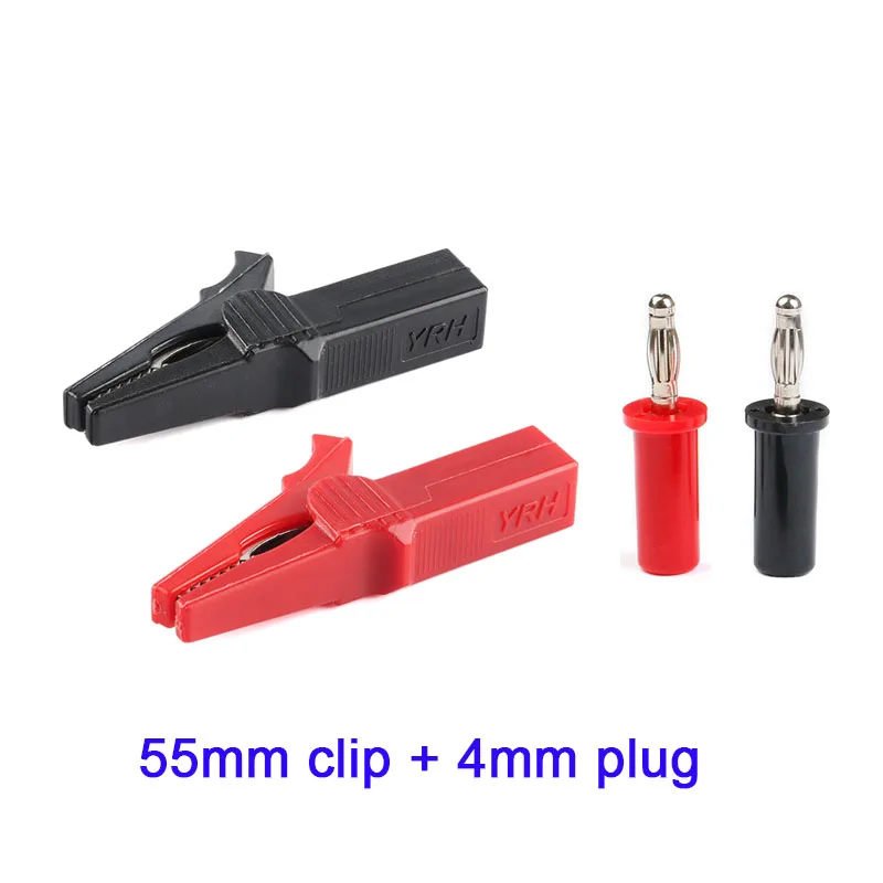 20A 55MM Alligator Clip + lantern PLUG, Test Probe With 4mm lantern Plug Cable Clips Socket Battery copper Red Black