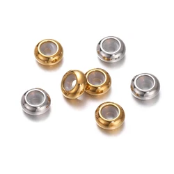10pcs 6/7/8/10mm Stainless Steel Adjustment Beads with Non-slip Silicone Ring Gold Stopper Spacer Beads for DIY Jewelry Making