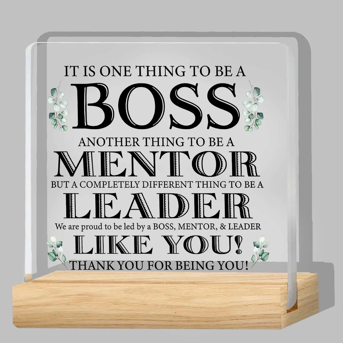 Appreciation Boss Gifts for Men Women, Awesome Boss Desk Decor Acrylic Plaque Sign Stand Home Office Keepsake Boss Lady Present