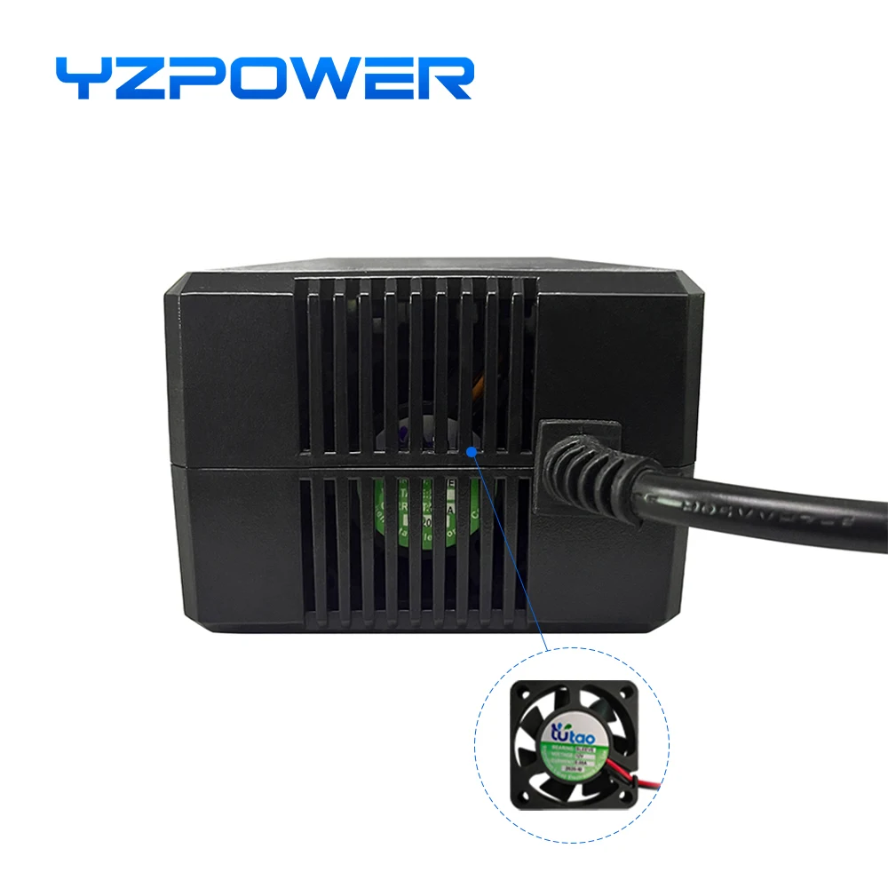 YZPOWER 84V 3.5A lithium battery charger 20S 72V charger input 110-240Vac lithium battery pack universal with cooling fan