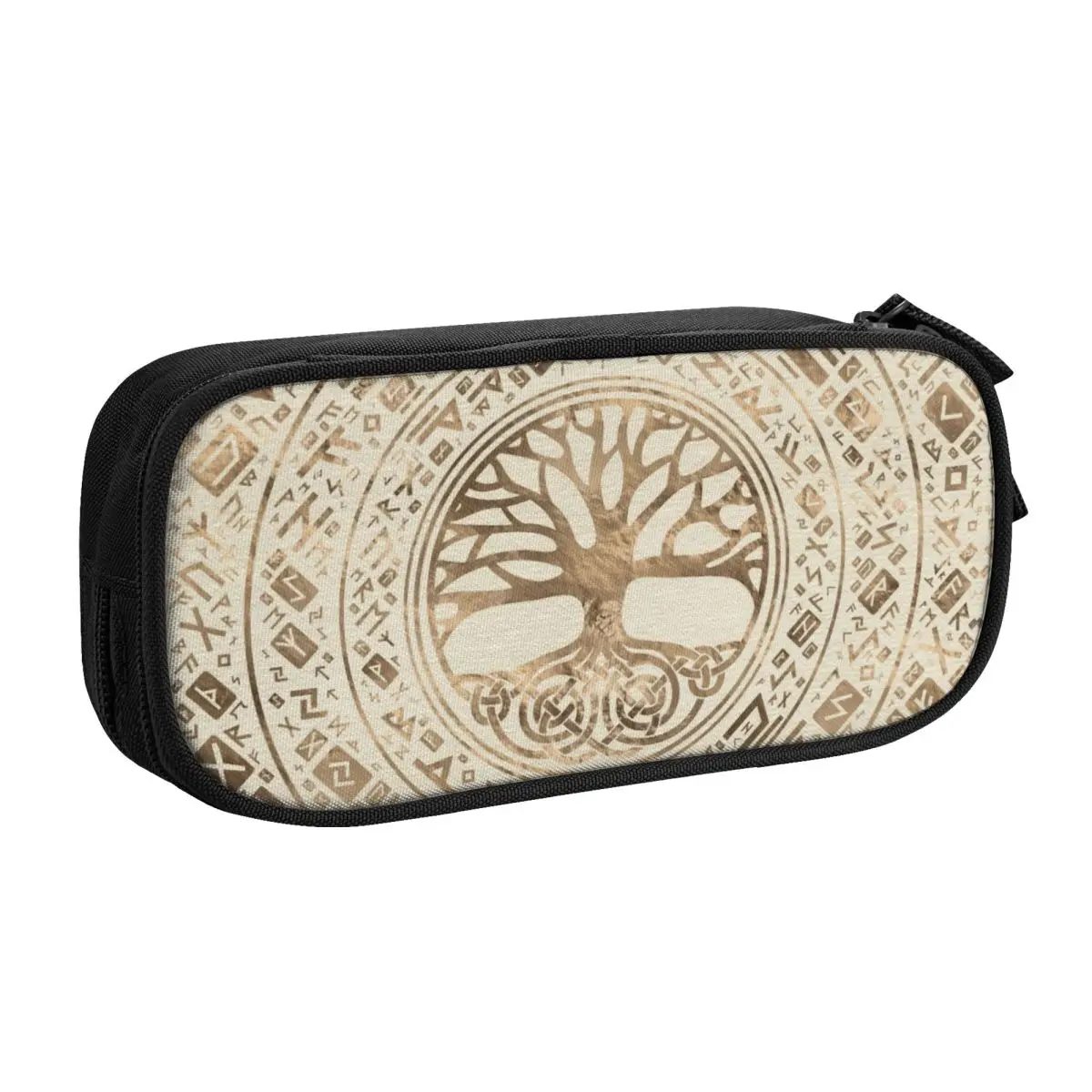Custom Kawaii Tree Of Life Yggdrasil Runic Pattern Pencil Case for Girl Boy Large Storage Vikings Pencil Pouch Stationery