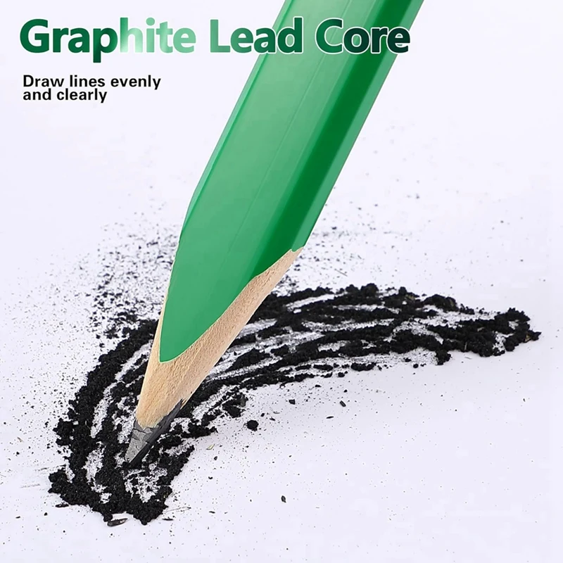 Carpenter Construção Lápis com Lápis Sharpener, Hard Octogonal Carpintaria Lápis, Lápis planos, 7 polegadas, 14 PCs