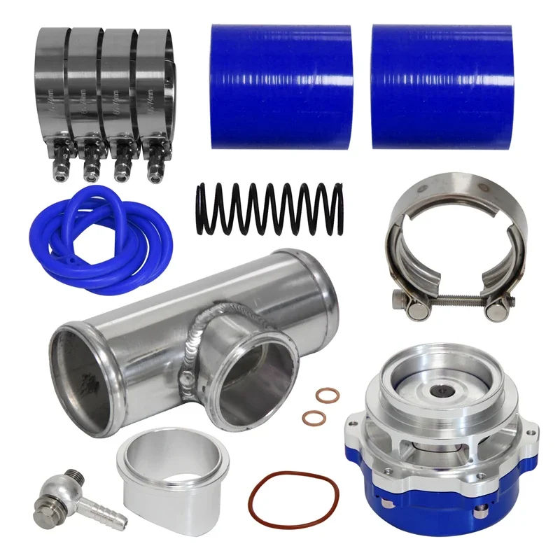 50mm 35PSI Boost V-Band Turbo Blow Off Valve with 2.36'' OD Flange Pipe Hose Kit Blue/Red
