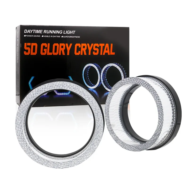 

3" 5D RGB LED Angel Eyes Halo Rings Rectangular DRL Covers With Turn Signal Light App Control Halo Covers For BMW Car Headlight